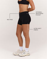 AIRE MID RISE SHORTS 6" - BLACK