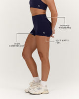 SCULPT BONDED WAIST MINI SHORTS - ECLIPSE