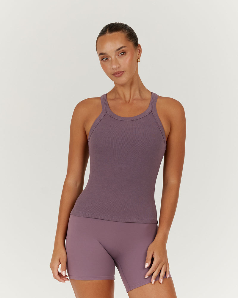 AGILITY RIBBED TANK TOP - PLUM