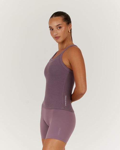 AGILITY RIBBED TANK TOP - PLUM