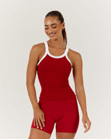 AGILITY RIBBED TANK TOP - CHERRY WHITE