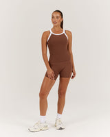 AGILITY RIBBED TANK TOP - TOFFEE