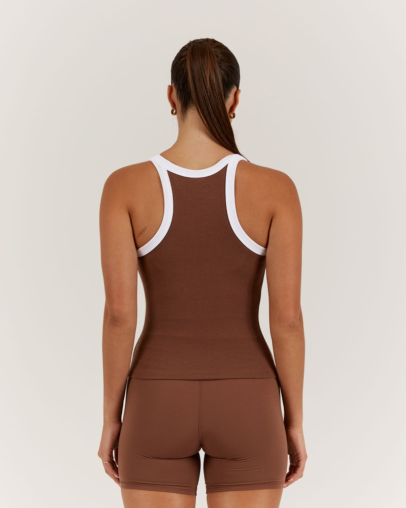 AGILITY RIBBED TANK TOP - TOFFEE