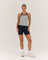 AGILITY STRIPE RIBBED TANK TOP - WHITE NAVY