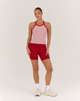 AGILITY STRIPE RIBBED TANK TOP - WHITE RED