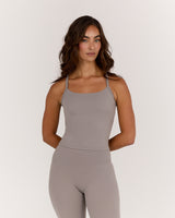 AIRE KEYHOLE RACER BACK TOP - DOVE