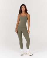 AIRE KEYHOLE RACER BACK TOP - OLIVE SMOKE