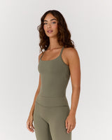 AIRE KEYHOLE RACER BACK TOP - OLIVE SMOKE