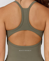 AIRE KEYHOLE RACER BACK TOP - OLIVE SMOKE