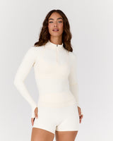 AIRE QUARTER ZIP TOP - VANILLA