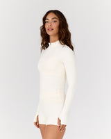 AIRE QUARTER ZIP TOP - VANILLA