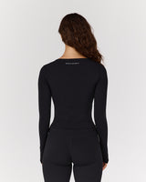 AIRE SCOOP LONG SLEEVE TOP - BLACK