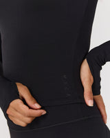 AIRE SCOOP LONG SLEEVE TOP - BLACK