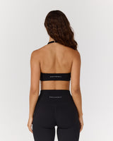 AIRE SCOOP NECK HALTER BRA - BLACK