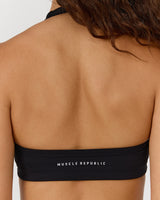 AIRE SCOOP NECK HALTER BRA - BLACK