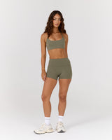 AIRE SCOOP NECK HALTER BRA - OLIVE SMOKE