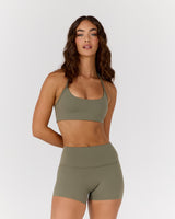 AIRE SCOOP NECK HALTER BRA - OLIVE SMOKE