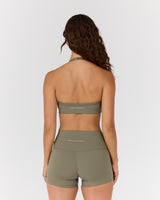 AIRE SCOOP NECK HALTER BRA - OLIVE SMOKE