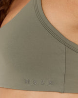 AIRE SCOOP NECK HALTER BRA - OLIVE SMOKE