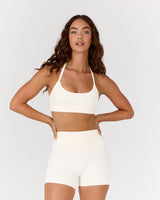AIRE SCOOP NECK HALTER BRA - VANILLA