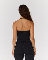 AIRE SCOOP NECK HALTER TOP - BLACK