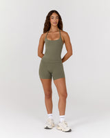 AIRE SCOOP NECK HALTER TOP - OLIVE SMOKE