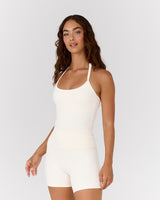 AIRE SCOOP NECK HALTER TOP - VANILLA