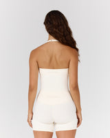 AIRE SCOOP NECK HALTER TOP - VANILLA