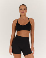 AIRE V NECK CROSS BACK BRA - BLACK