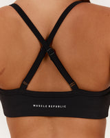 AIRE V NECK CROSS BACK BRA - BLACK