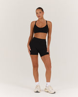 AIRE V NECK CROSS BACK BRA - BLACK