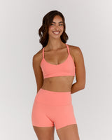 AIRE V NECK CROSS BACK BRA - BISQUE