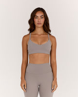 AIRE V NECK CROSS BACK BRA - DOVE