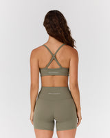 AIRE V NECK CROSS BACK BRA - OLIVE SMOKE