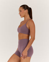 AIRE V NECK CROSS BACK BRA - PLUM