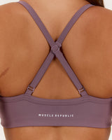 AIRE V NECK CROSS BACK BRA - PLUM