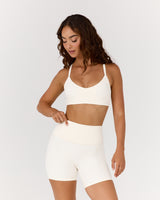 AIRE V NECK CROSS BACK BRA - VANILLA