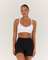 AIRE V NECK CROSS BACK BRA - WHITE