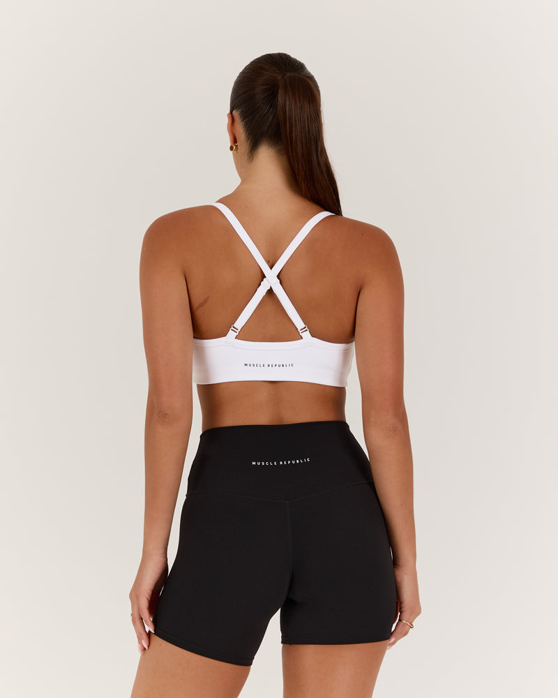 AIRE V NECK CROSS BACK BRA - WHITE