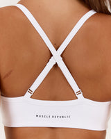 AIRE V NECK CROSS BACK BRA - WHITE