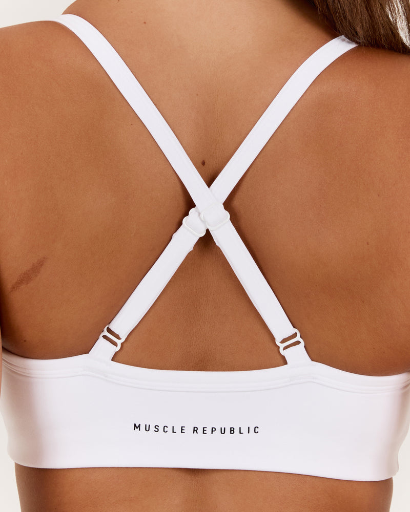 AIRE V NECK CROSS BACK BRA - WHITE