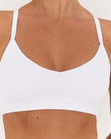 AIRE V NECK CROSS BACK BRA - WHITE