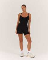 AIRE V NECK CROSS BACK TOP - BLACK
