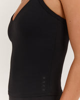 AIRE V NECK CROSS BACK TOP - BLACK