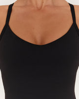 AIRE V NECK CROSS BACK TOP - BLACK