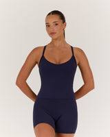AIRE V NECK CROSS BACK TOP - INK