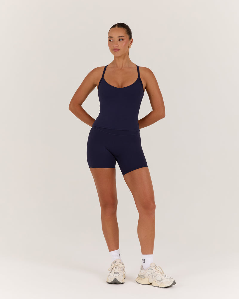 AIRE V NECK CROSS BACK TOP - INK
