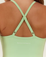AIRE V NECK CROSS BACK TOP - MATCHA