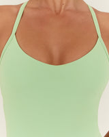 AIRE V NECK CROSS BACK TOP - MATCHA