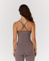 AIRE V NECK CROSS BACK TOP - PEPPERCORN